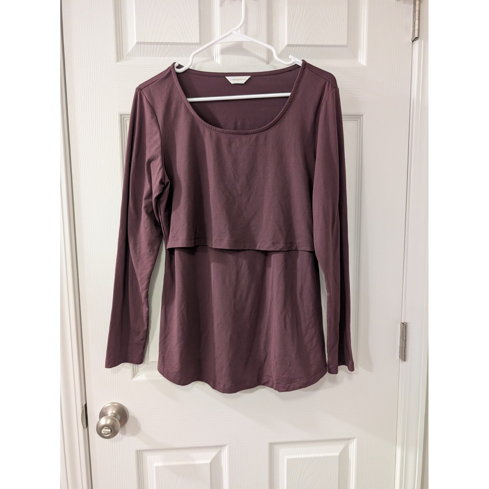 Kindred Bravely, Large, Long Sleeve Maroon Nursing Top,